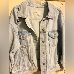 Ladies oversized distressed Trucker Jacket!